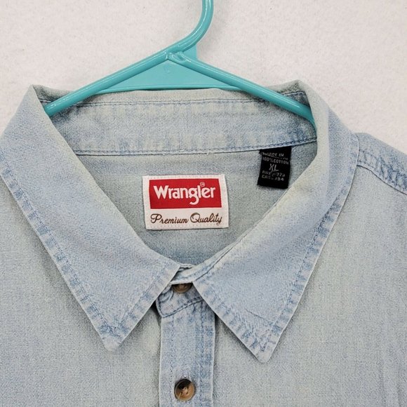 Wrangler Shirt Men's Long Sleeve Button Up Collared Denim Blue Extra Large - Picture 8 of 12